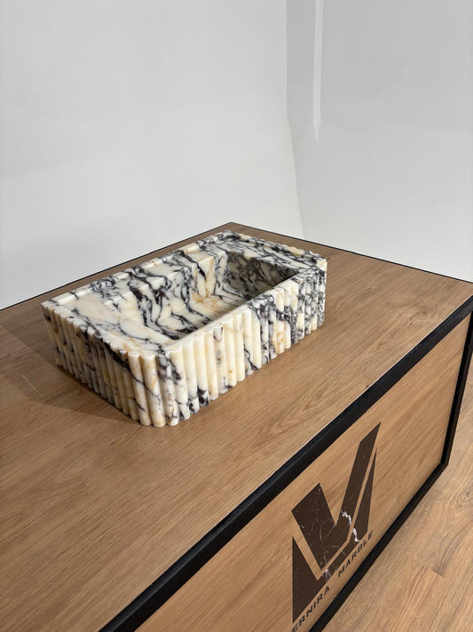 Calacatta Viola Marble Sink (Fluted Exterior2)