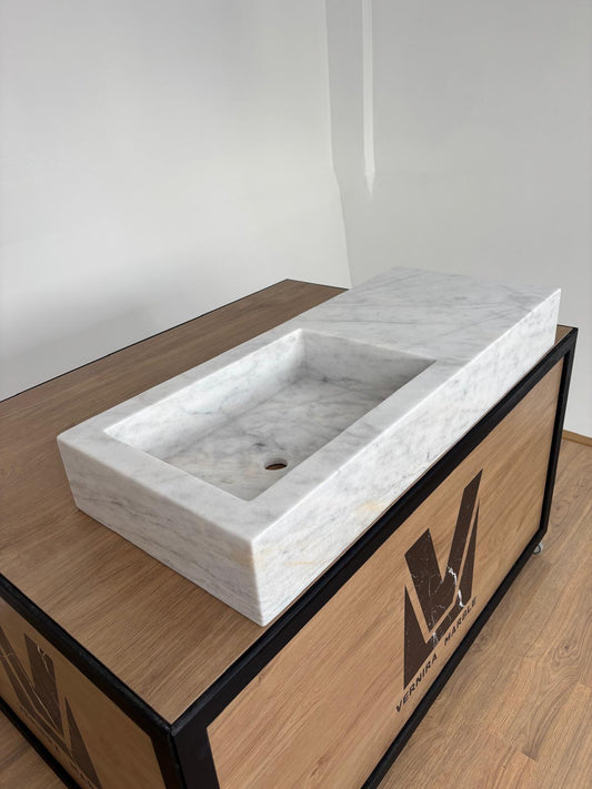 Carrara White Marble Sink (Extra Vanity)