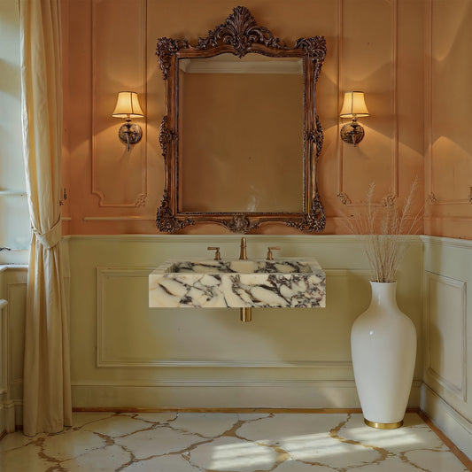 Calacatta Viola Marble Sink (Sharp Edge)