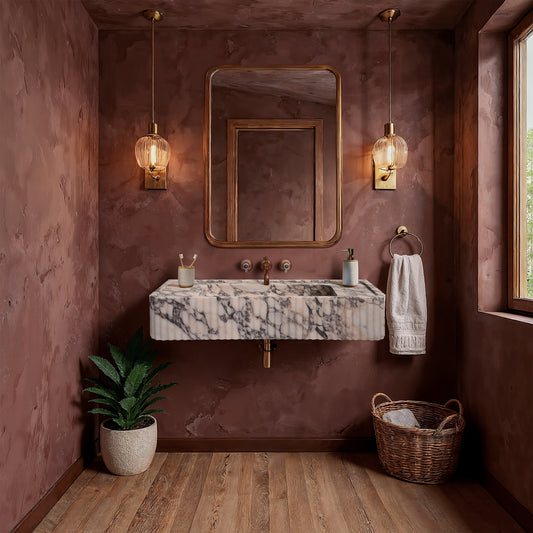 Calacatta Viola Marble Sink (Fluted Extrerior)